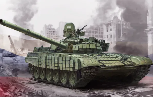 Рисунок, арт, танк, советский, Т-72Б1