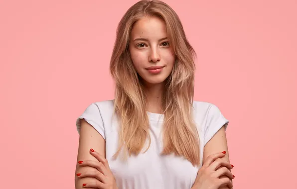 Long hair, woman, young, beautiful, model, look, manicure, tank top