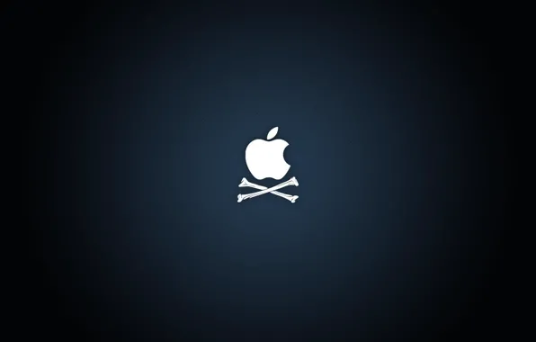 Синий, фон, apple, яблоко, лого, кости