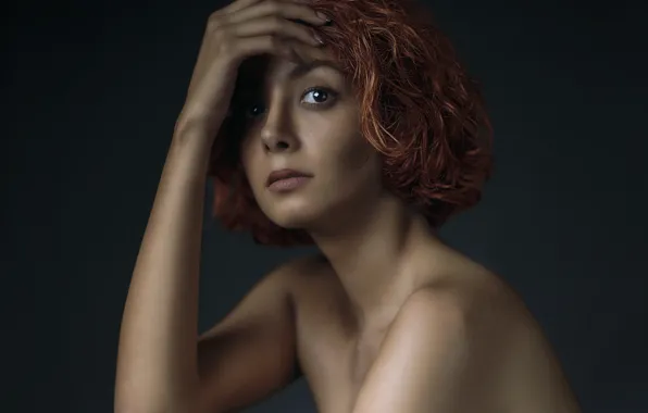 Red, sexy, fashion, red hair, face, nude, hair, eye
