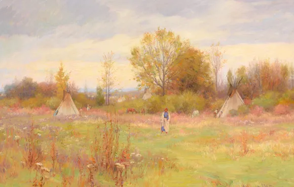 Картинка Mont, Joseph Henry Sharp, Crow Camp Foot of Custer Battlefield