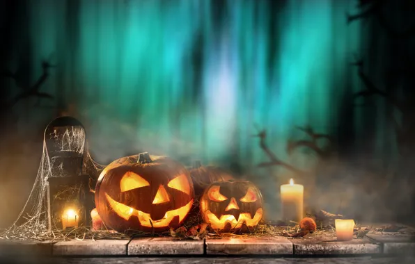 Картинка праздник, свечи, тыквы, Хэллоуин