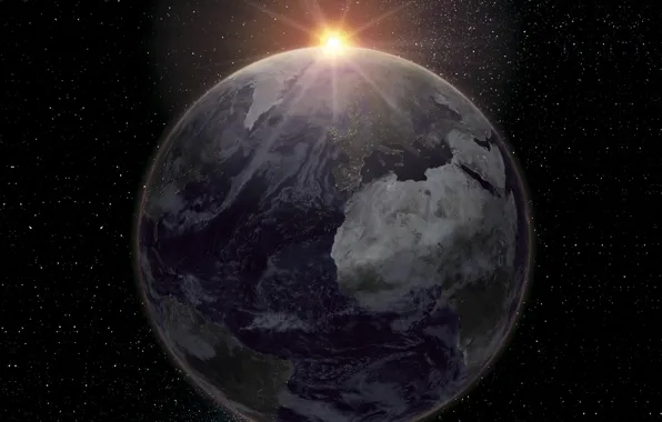 Картинка light, Europe, sun, Africa, oceans, Planet Earth