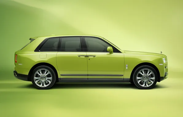 Картинка Rolls-Royce, вид сбоку, Cullinan, Rolls-Royce Cullinan, Lime Green, Re-Belle, Re-Belle: Lime Green