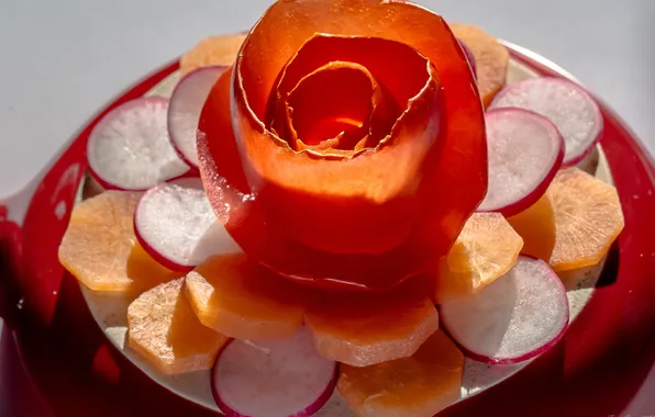 Цветок, морковь, закуска, редис