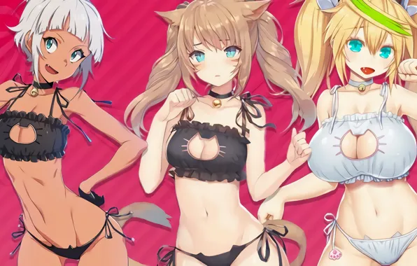 Sexy, lingerie, pantsu, bra, cleavage, panties, green eyes, long hair