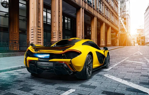 Картинка McLaren, Fire, Yellow, Supercar, Exhaust, Rear