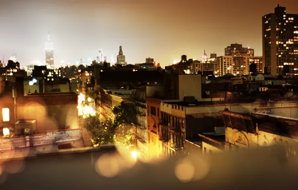 City, город, огни, вечер, нью-йорк, сша, мегаполис, usa