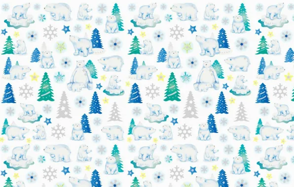 Картинка фон, праздник, текстура, мишка, Новый год, ёлочка, снежинка, звёздочка