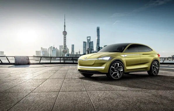 Car, city, logo, yellow, Czech Republic, a subsidiary of the Volkswagen Group, Škoda Auto, Skoda …