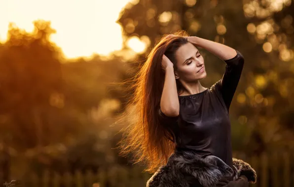 Картинка long hair, nature, women, bokeh, sunlight