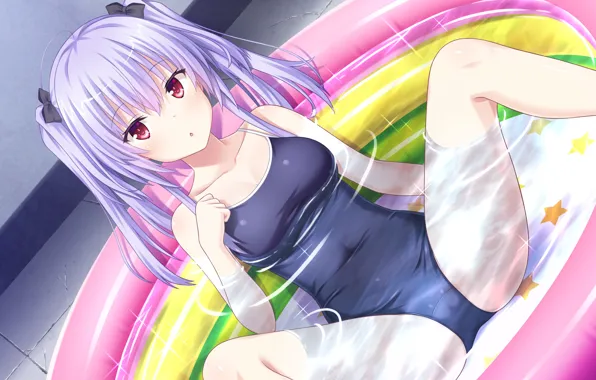 Купальник, девушка, бассейн, Anime, Games Art, Happiness with her next door