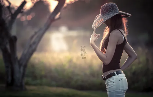 Девушка, фон, шляпка