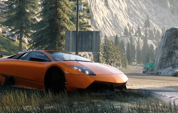 Лес, горы, природа, Lamborghini, The Crew, Wild Run, Murcielago LP