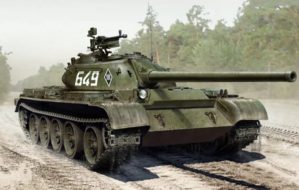 Рисунок, основной боевой танк, советский средний танк, Т-55