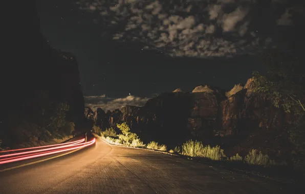 Дорога, звезды, горы, ночь, ночная дорога, long exposure, длинная выдержка, slow shutter