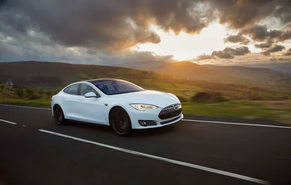Картинка white, Tesla, Model S, P85