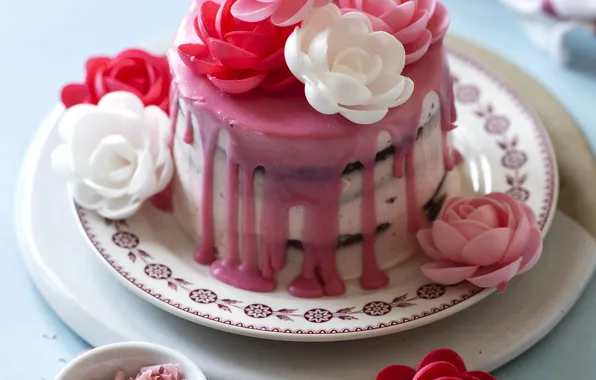 Цветы, торт, украшение, десерт, сладкое, глазурь, cakes, sweets
