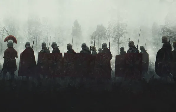 Туман, Утро, Солдаты, Войны, Legionaries, Щиты, Римляне, Evgenij Kungur