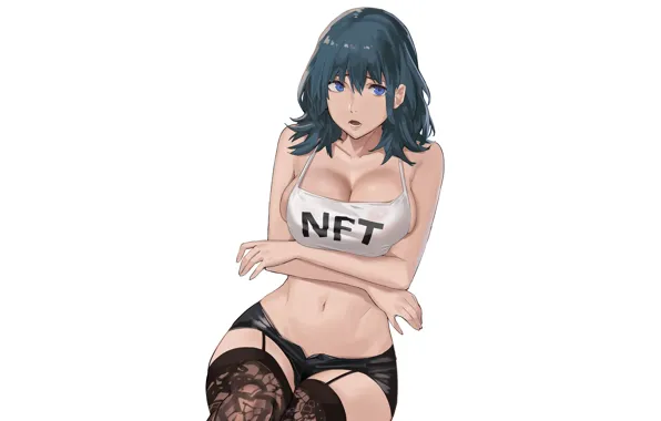 Girl, sexy, cleavage, shorts, thighhighs, boobs, anime, beautiful