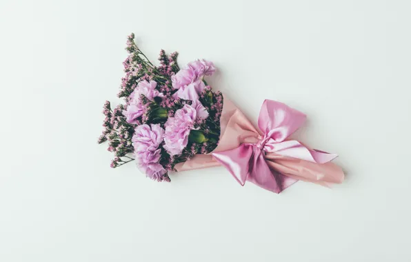Картинка цветы, фон, букет, лента, розовые, vintage, pink, flowers