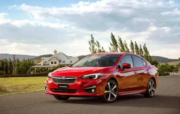 Дорога, авто, Subaru, Impreza, red, красная, sedan