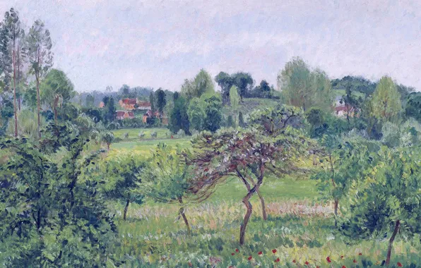 Пейзаж, природа, картина, Камиль Писсарро, Эраньи. Дождливый День в Июне