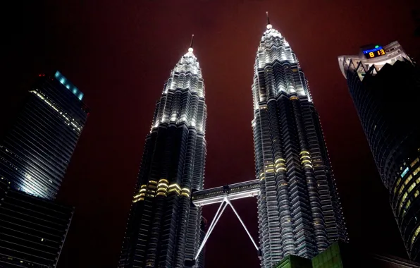 City, light, red, tower, sky, kuala, lumpur, klcc