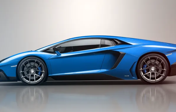 Картинка синий, отражение, Lamborghini, ламборджини, blue, LP700-4, Aventador, ламборгини