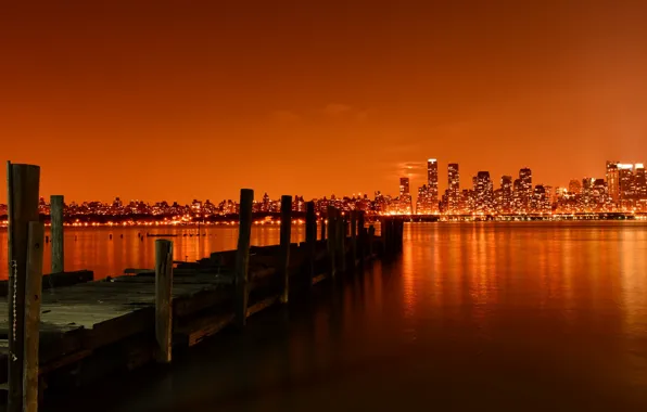 Картинка night, new york city, pier, hudson river, weehawken, Last Call