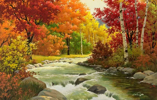 Осень, лес, листья, деревья, природа, краски, картинка, Arthur Saron Sarnoff