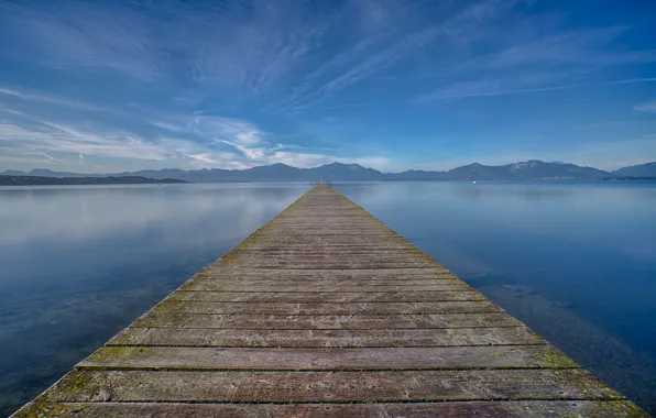 Горы, Бавария, горизонт, пирс, infinity, mountains, бесконечность, Bavaria