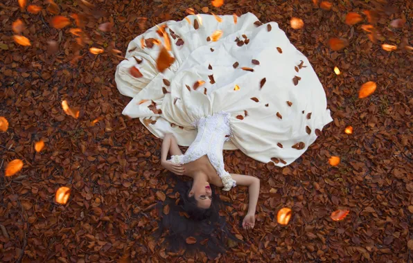 ЛИСТЬЯ, ПЛАТЬЕ, ОСЕНЬ, ЛИСТВА, НЕВЕСТА, Maja Topcagic Photography