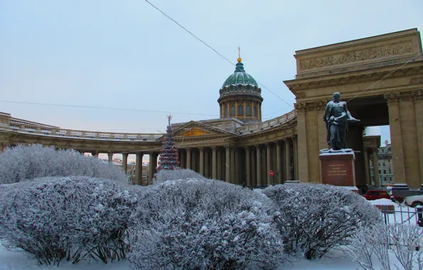 Зима, город, Санкт-Петербург, собор, Казанский собор