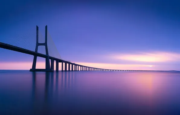 Картинка Закат, Горизонт, простор, Португалия, водоем, Sunset, Portugal, Lisbon