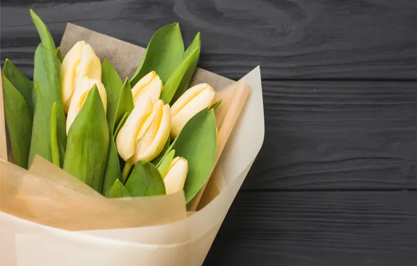 Цветы, букет, тюльпаны, yellow, wood, flowers, romantic, tulips