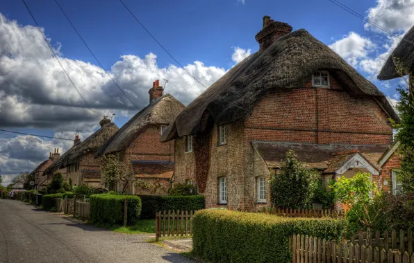 Картинка город, фото, улица, забор, Англия, дома, Winchester, Hampshire