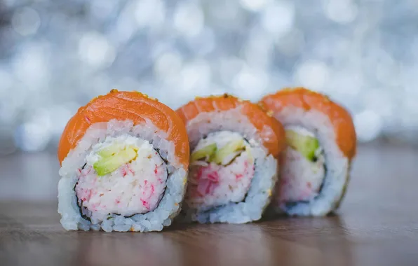 Картинка photography, food, bokeh, sushi, still life, fish, rice, closeup