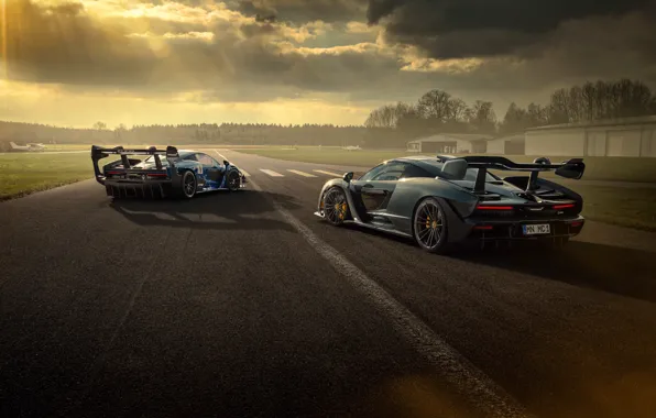 McLaren, пара, GTR, вид сзади, суперкары, Senna, Novitec, 2020