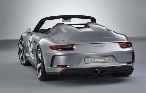 Картинка Porsche, вид сзади, 2018, серо-серебристый, 911 Speedster Concept