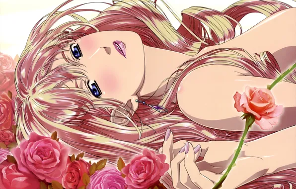 Роза, Девушка, голубые глаза, светлые волосы, sheryl nome, macross frontier