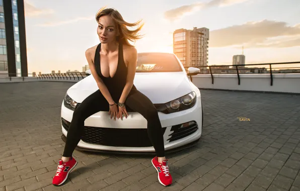 Картинка car, Volkswagen, sexy, low, stance, Scirocco, Ural, car and girl