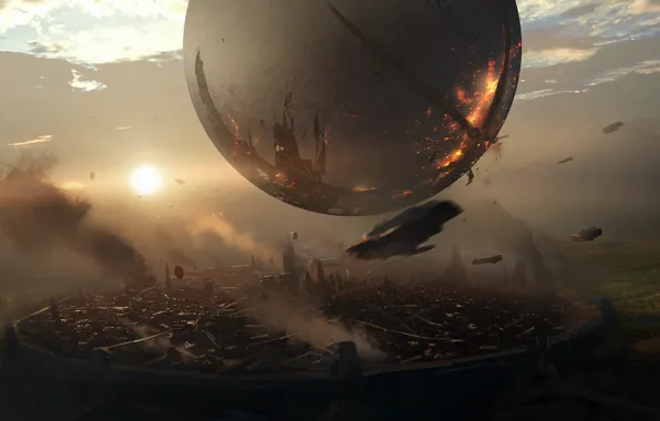 Горы, арт, сфера, Bungie, Activision, Traveler, destiny 2
