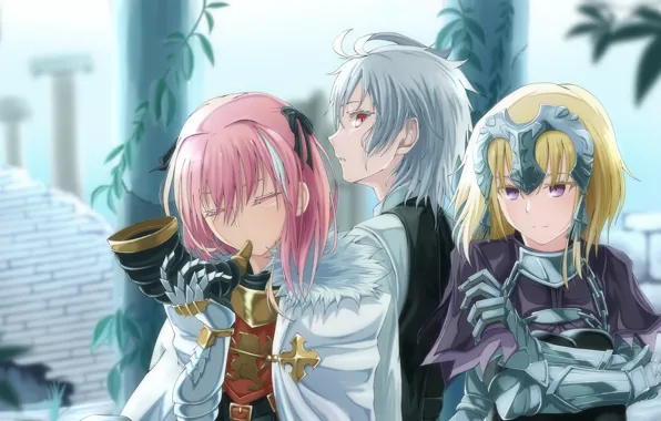 Девушка, парни, рог, Fate - Apocrypha, Судьба Апокриф, Зиг