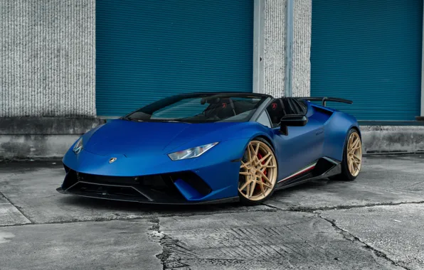 Lamborghini, Blue, Front, Spider, Supercar, Huracan, Lamborghini Huracan