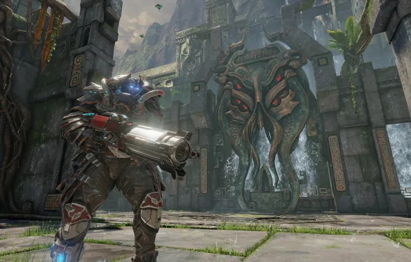 Игры, квейк, id software, Quake Champions, bethesda softworks, saber interactive, Scalebearer, Чешуйшатый