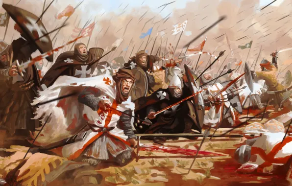 Картинка битва, сражение, Тамплиеры, Госпитальеры
