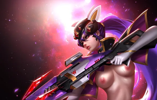 Gun, weapon, nipples, boobs, breast, tits, chest, titty