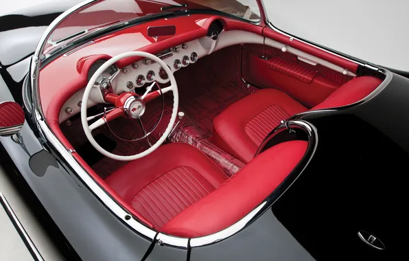 Corvette, Chevrolet, 1954, Black, ретро автомобили, Chevrolet Corvette Black