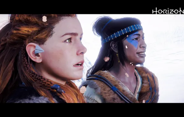Девушки, Снег, PlayStation, PS4 Pro, Horizon Zero Dawn, Элой